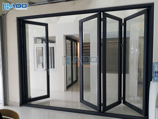 cửa đi nhôm kính xếp trượt