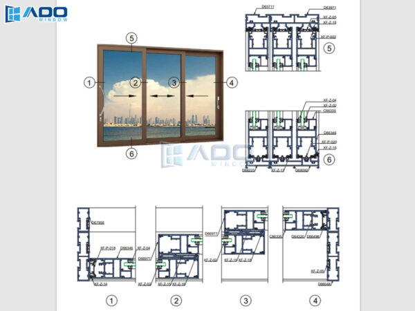 Cửa đi mở trượt Xingfa Class A hệ A115