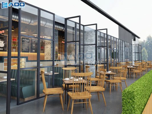 Ứng dụng cửa nhôm kính trong nhà hàng và quán cà phê sang trọng